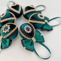 Christmas Baubles - Emerald- Set of 6 - Gabificent