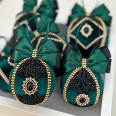 Christmas Baubles - Emerald - set of 6 - Gabificent