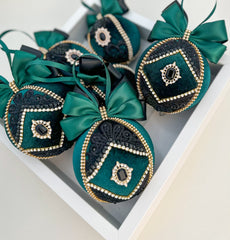 Christmas Baubles - Emerald - set of 6 - Gabificent