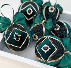 Christmas Baubles - Emerald - set of 6 - Gabificent
