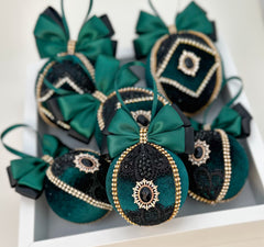 Christmas Baubles - Emerald - set of 6 - Gabificent