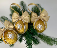 Christmas Baubles - Gold- set of 3 - Gabificent