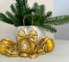 Christmas Baubles - Gold- set of 3 - Gabificent