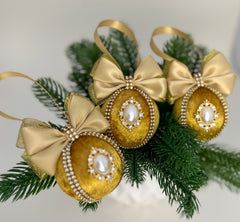 Christmas Baubles - Gold- set of 3 - Gabificent