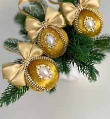 Christmas Baubles - Gold- set of 3 - Gabificent