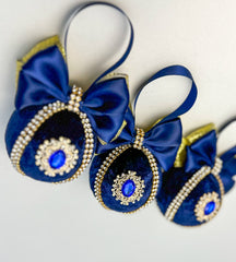 Christmas Baubles - Navy Blue - Set of 3 Gabificent