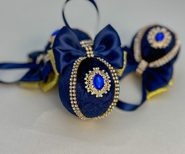 Christmas Baubles - Navy Blue - Set of 3 Gabificent