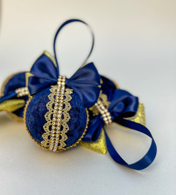 Christmas Baubles - Navy Blue - Set of 3 Gabificent