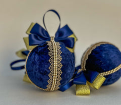 Christmas Baubles - Navy Blue - Set of 6 Gabificent