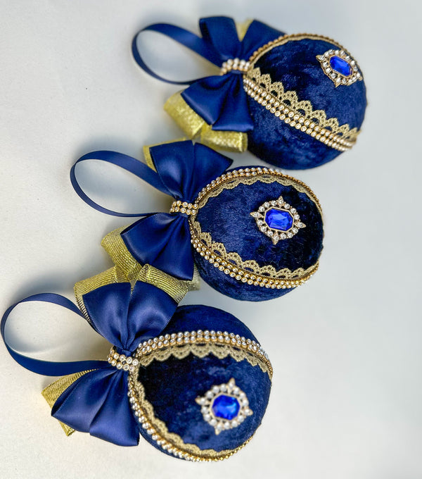 Christmas Baubles - Navy Blue - Set of 6 Gabificent