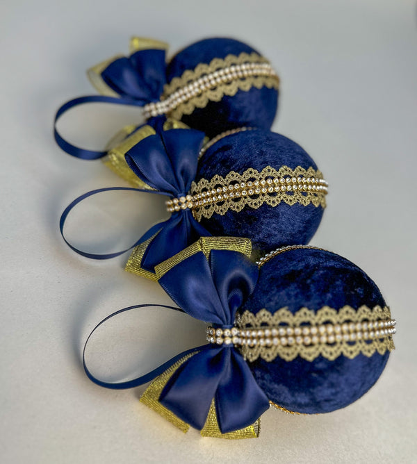 Christmas Baubles - Navy Blue - Set of 6 Gabificent