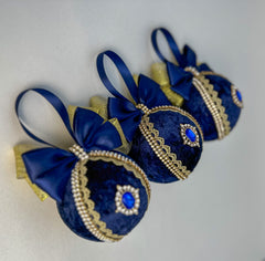 Christmas Baubles - Navy Blue - Set of 6 Gabificent