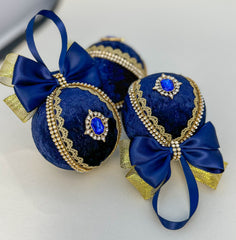 Christmas Baubles - Navy Blue - Set of 6 Gabificent