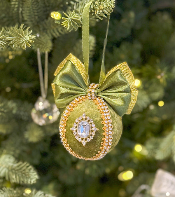 Christmas Baubles - Olive Green - Set of 3 Gabificent