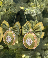 Christmas Baubles - Olive Green - Set of 3 Gabificent
