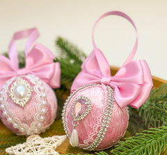 Christmas Baubles - Pink- Set of 3 Gabificent