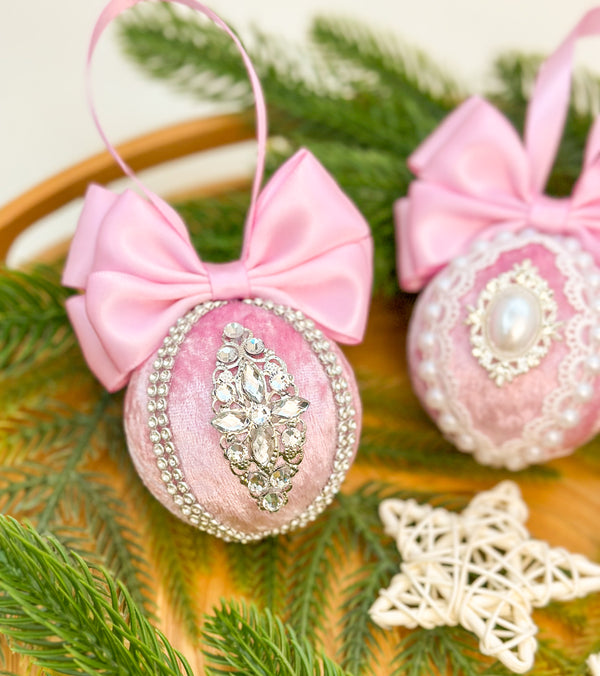 Christmas Baubles - Pink- Set of 3 Gabificent