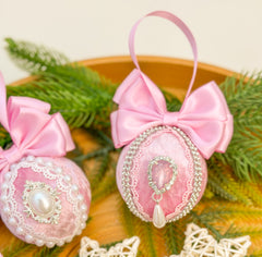 Christmas Baubles - Pink- Set of 3 Gabificent