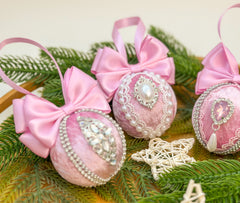 Christmas Baubles - Pink- Set of 3 Gabificent