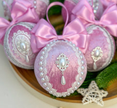 Christmas Baubles - Pink - Set of 6 Gabificent