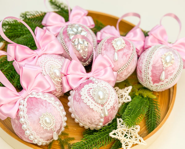 Christmas Baubles - Pink - Set of 6 Gabificent