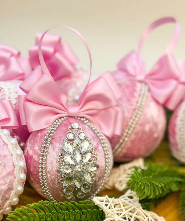 Christmas Baubles - Pink - Set of 6 Gabificent