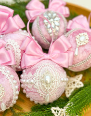 Christmas Baubles - Pink - Set of 6 Gabificent