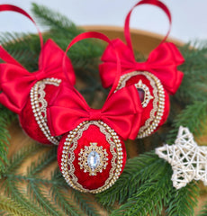 Christmas Baubles - Red- Set of 3 Gabificent
