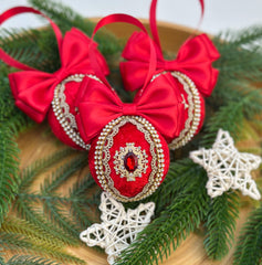 Christmas Baubles - Red- Set of 3 Gabificent