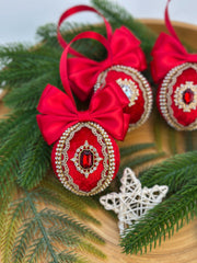 Christmas Baubles - Red- Set of 3 Gabificent