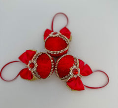 Christmas Baubles - Red with Gold- Set of 3 - Gabificent