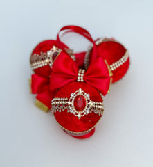 Christmas Baubles - Red with Gold- Set of 3 - Gabificent