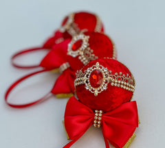 Christmas Baubles - Red with Gold- Set of 3 - Gabificent