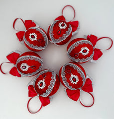 Christmas Baubles - Red with Silver - One Piece Gabificent