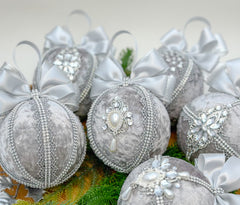 Christmas Baubles - Silver- Set of 6 Gabificent