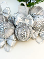 Christmas Baubles - Silver- Set of 6 Gabificent