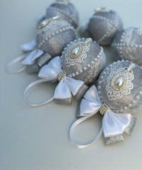 Christmas Baubles - Silver- Set of 6 Gabificent