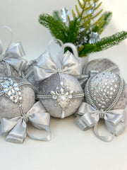 Christmas Baubles - Silver- Set of 6 Gabificent