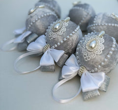 Christmas Baubles - Silver- Set of 6 Gabificent