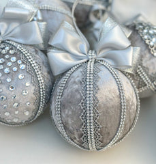 Christmas Baubles - Silver- Set of 6 Gabificent