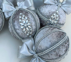 Christmas Baubles - Silver- Set of 6 Gabificent