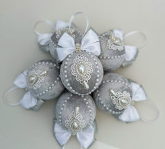 Christmas Baubles - Silver- Set of 6 Gabificent