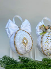 Christmas Baubles - White- Set of 3 Gabificent