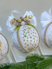 Christmas Baubles - White- Set of 3 Gabificent