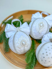 Christmas Baubles - White- Set of 3 Gabificent