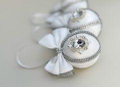 Christmas Baubles - White- Set of 3 - Gabificent
