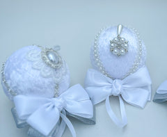 Christmas Baubles - White- Set of 6 - Gabificent