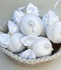Christmas Baubles - White- Set of 6 Gabificent