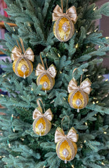 Christmas Baubles and Tree Topper- Gold- Six Baubles and One Tree Topper Gabificent