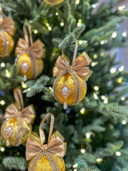 Christmas Baubles and Tree Topper- Gold- Six Baubles and One Tree Topper Gabificent